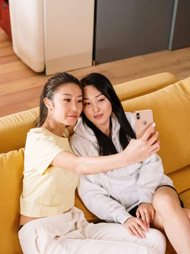 Selfie of two friends in Japan