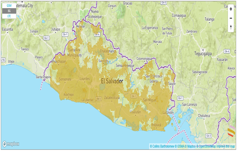 coverage map in el salvador with esim