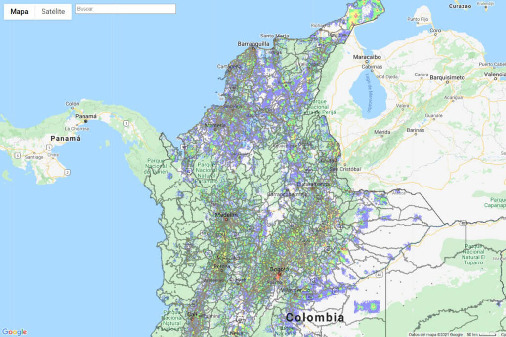 Claro's coverage map in Colombia