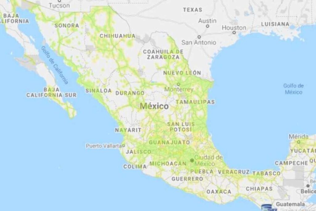 Telcel coverage map in Mexico