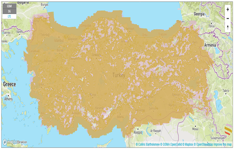 turkecell's coverage in turkey with an esim