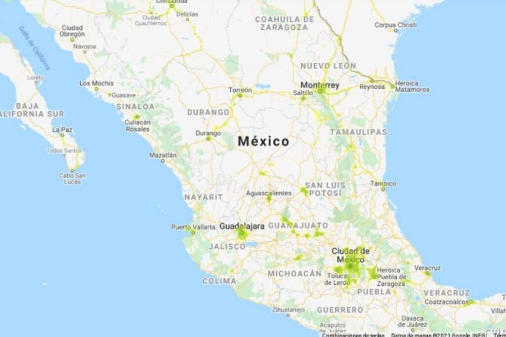 Movistar coverage map in Mexico