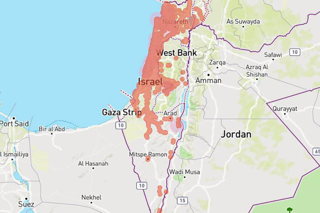 Coverage map with HOT Mobile in Israel
