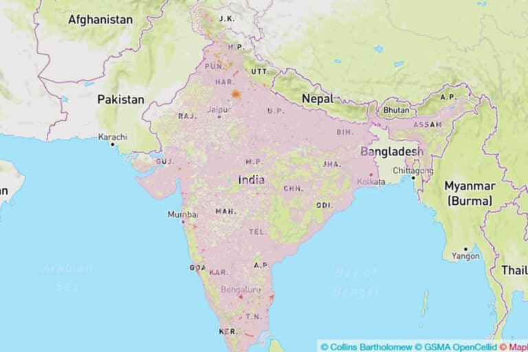 Reliance Communications coverage map in India