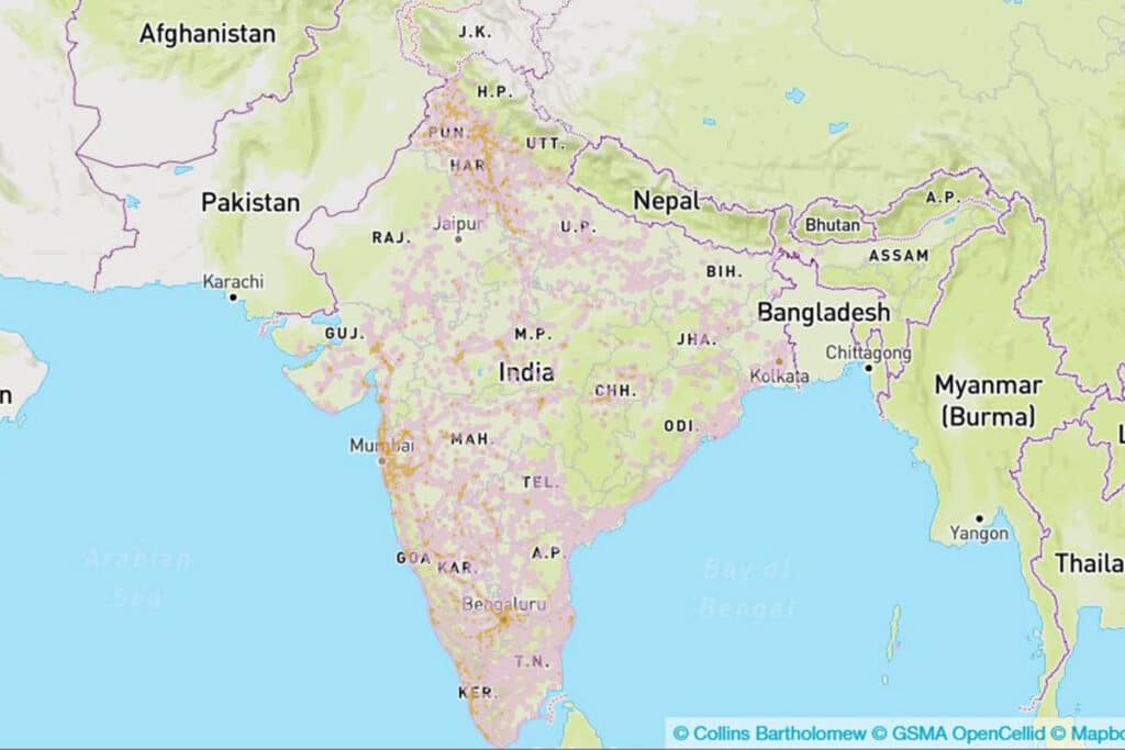 Map of Tata DOCOMO coverage in India