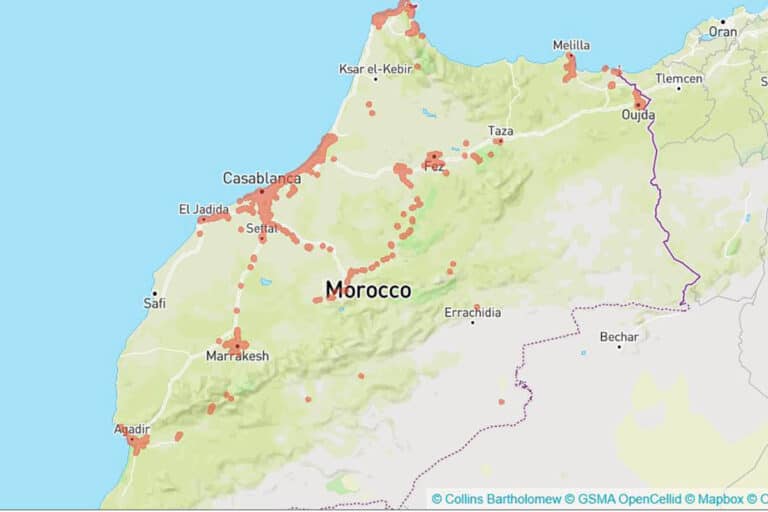 Map of Inwi coverage in Morocco