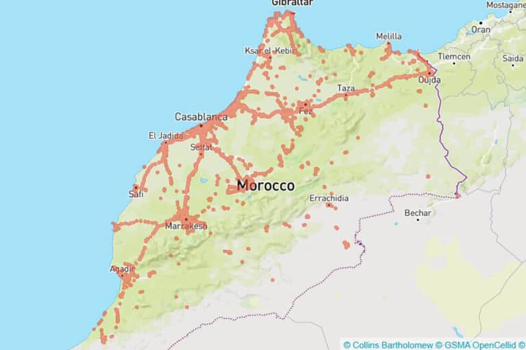 Maroc Telecom coverage map in Morocco