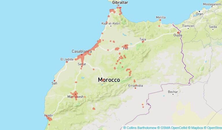 Coverage map of Orange Morocco in Morocco