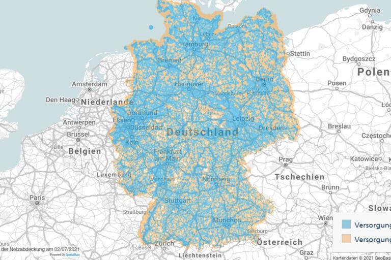 Map of O2 coverage in Germany. Source: O2online.de