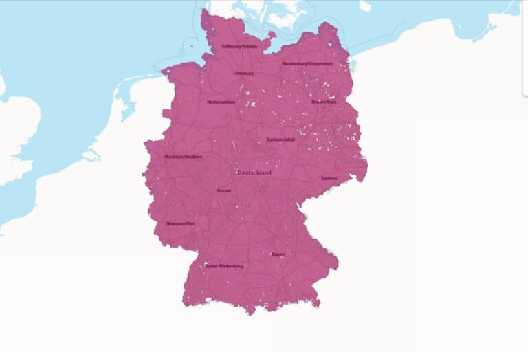 Telekom's coverage map in Germany. Source: telekom.de