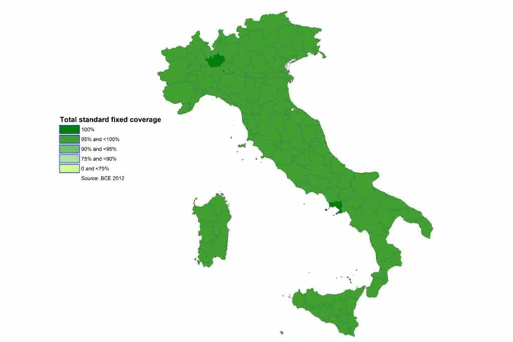 Map of home internet coverage in Italy