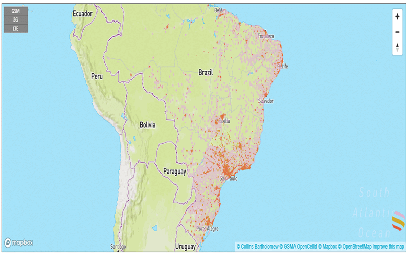 Claro coverage map in Brazil
