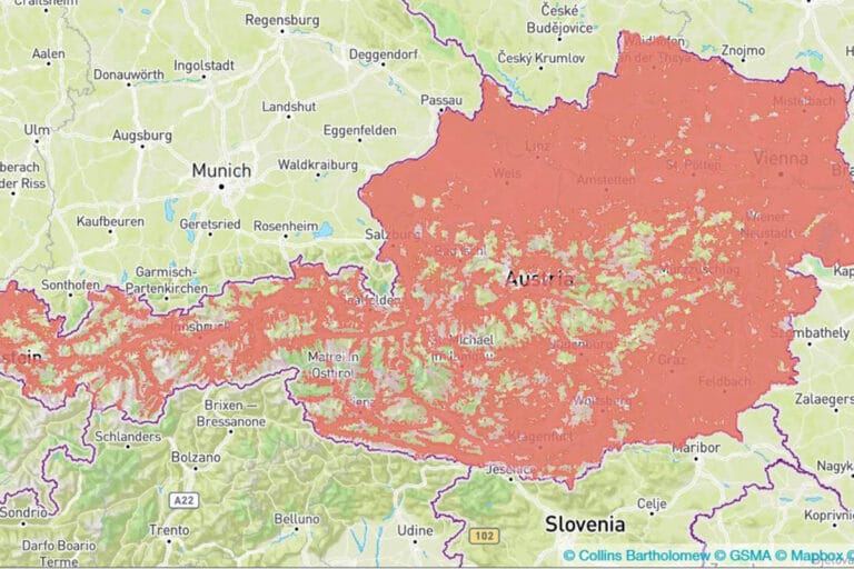 A1 Telekom coverage map in Austria