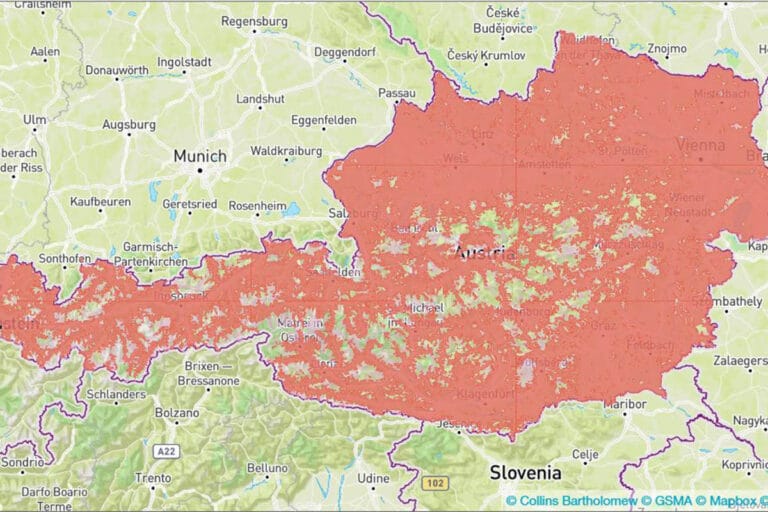 T-Mobile coverage map in Austria