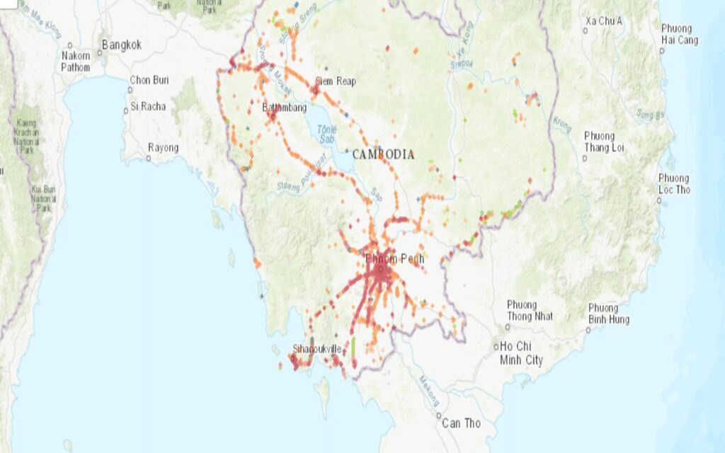 Coverage map of Smart Mobile with an eSIM in Cambodia