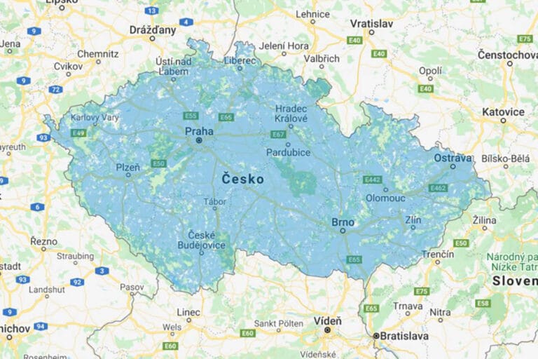 O2 Mobile coverage map in the Czech Republic