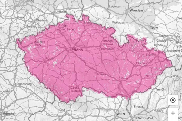 T-Mobile coverage map in the Czech Republic