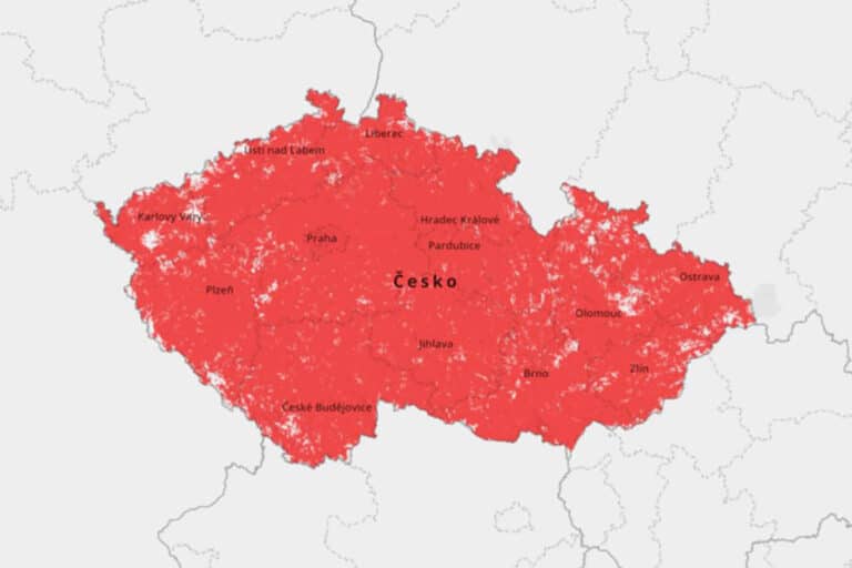 Vodafone coverage map in the Czech Republic
