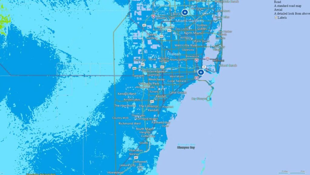 AT&T 5G and 4G coverage map in Miami