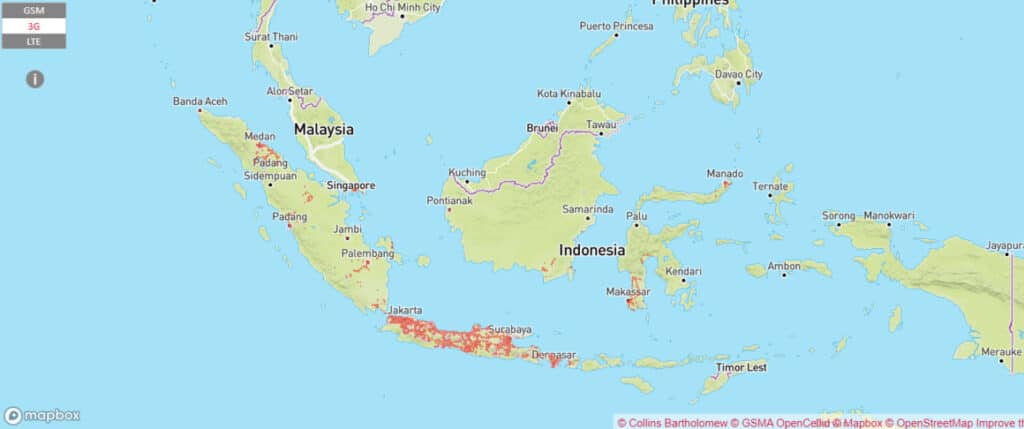 Smartfren coverage map in Indonesia