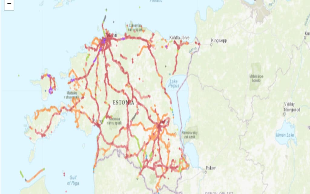 Coverage map of Telia with an eSIM in Estonia