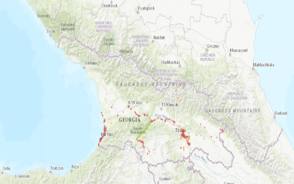 Coverage map of Geocell with an eSIM in Georgia