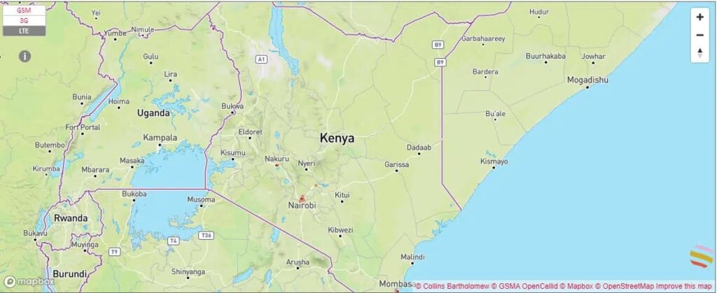 Orange 4G coverage map in Kenya