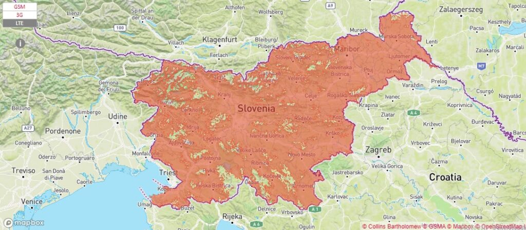 Telemach Mobil coverage map in Slovenia