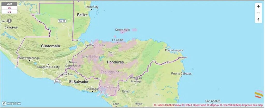 claro coverage map in honduras