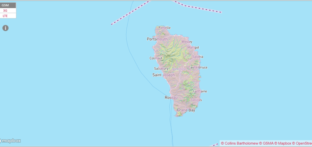 Coverage map of Flow with an eSIM in Dominica