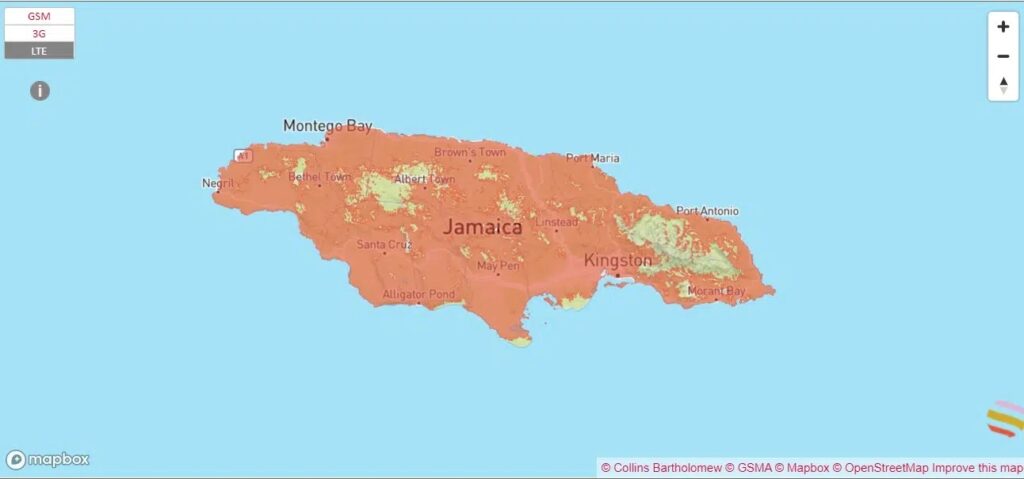 flow 4G coverage map in jamaica