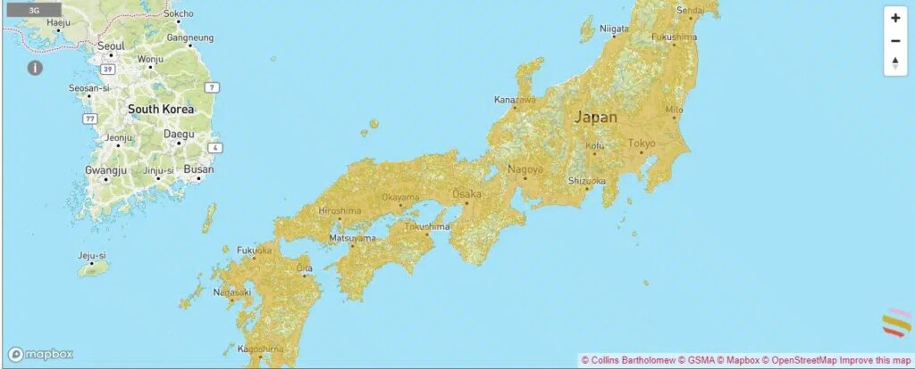 Docomo 4G coverage map in Osaka.