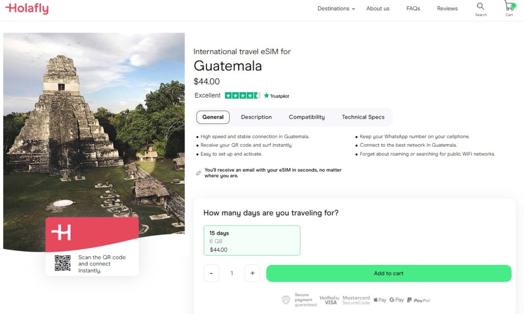 international travel esim for guatemala