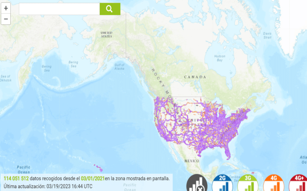 T-Mobile coverage map in the United States.