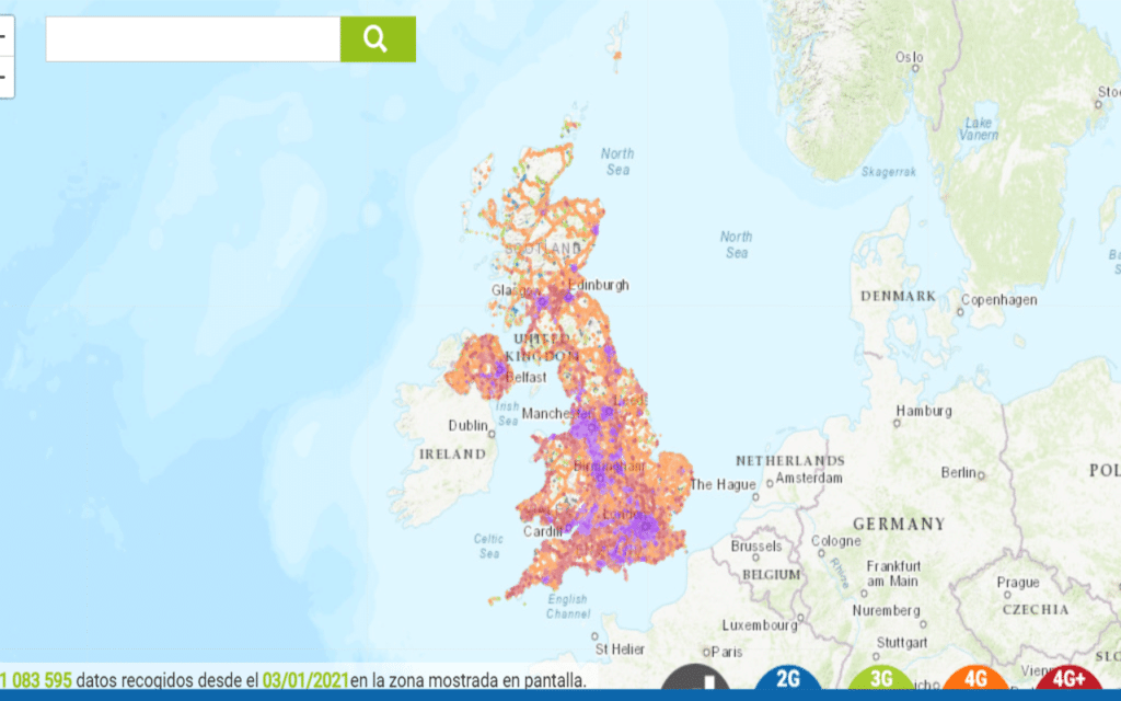Vodafone coverage map in the UK