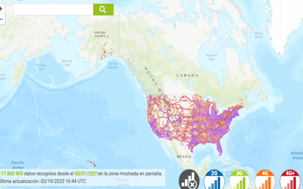 AT&T coverage map in the United States