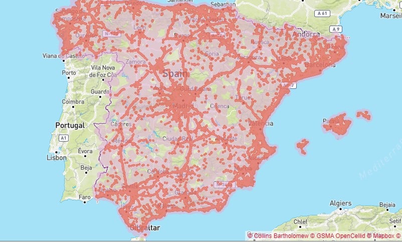 vodafone coverage map in spain